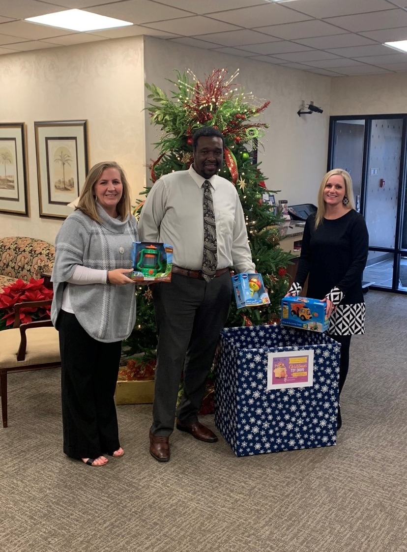 Carolina Bank employees donating toys at the Palmetto branch. 