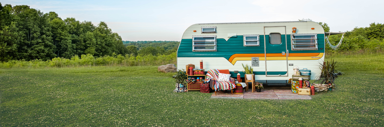Cute Nostalgic RV in a Field