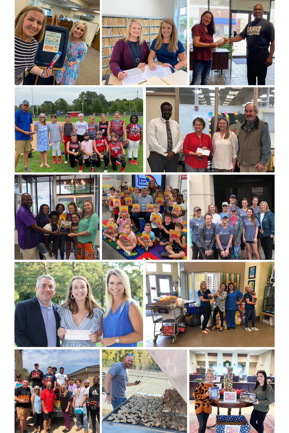 Various pictures of Carolina Bank employees participating and contributing to their communities.