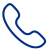 Blue phone outline on white background. 
