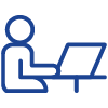 Icon illustration of a person at a laptop
